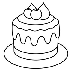 vector illustration of a Hand drawn birthday cake