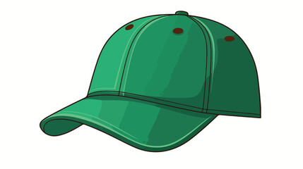 Green baseball cap icon. Flat illustration of green