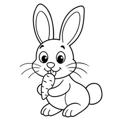 Coloring page outline of cartoon rabbit with carrot. Vector illustration, coloring book for kids.