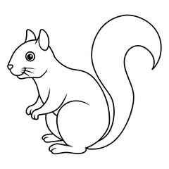 vector illustration of a cartoon squirrel line art, drawing coloring book pages for children and adults