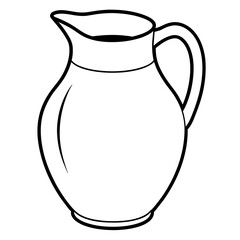 creamer jug hand-drawn vector illustration. line art, drawing coloring book pages for children and adults