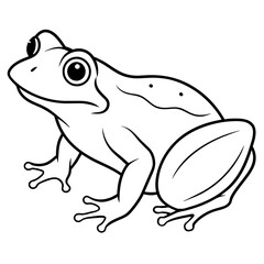 frog on a leaf line art, drawing coloring book pages for children and adults