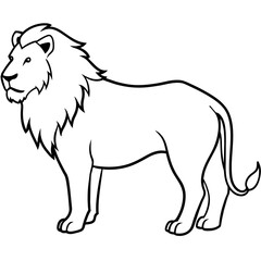 Lion vector illustration. simple icon  line art, Children coloring book page,