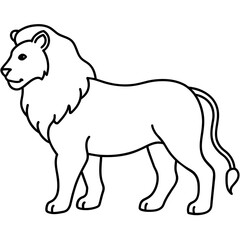 Lion vector illustration. simple icon  line art, Children coloring book page,