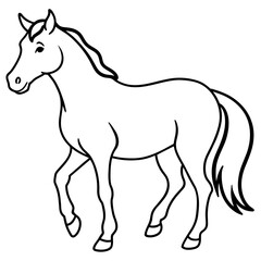 horse vector illustration. Children coloring book page, line art