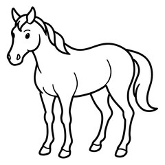 horse vector illustration. simple icon Children coloring book page, line art