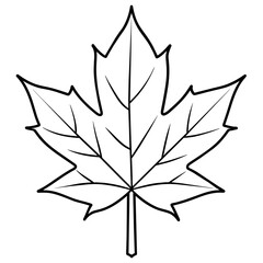 maple leaf simple line art icon, Children coloring book page