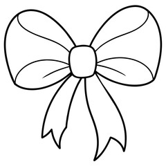 bow and ribbon  simple line art icon, Children coloring book page