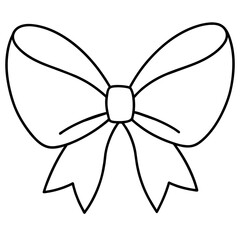 bow and ribbon  simple line art icon, Children coloring book page