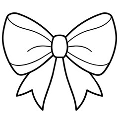 bow and ribbon  simple line art icon, Children coloring book page