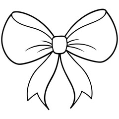 bow and ribbon  simple line art icon, Children coloring book page