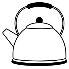 kettle or teapot vector illustration simple line art icon, Children coloring book page