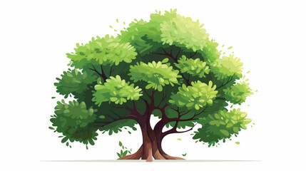 Green tree on a white background 2d flat cartoon va