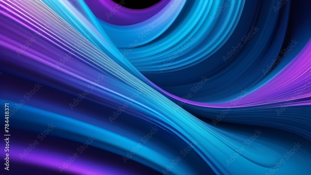 Poster Abstract digital background with vibrant purple and blue hues. Dynamic lines and shapes create a