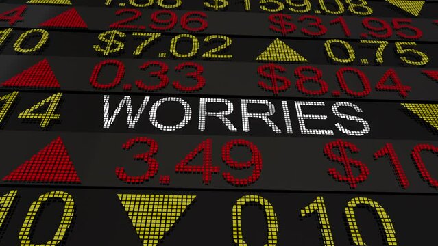 Worries Stock Market Fears Anxiety Lower Share Prices Money Loss Fall Crash 3d Animation