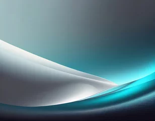 Foto op Canvas 青色と銀色の光沢のあるデジタルな波型の抽象背景素材。CG風。AI生成画像。 © pukupix