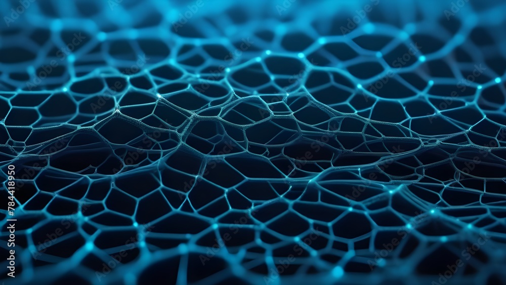 Poster Futuristic abstract background in blue, representing technology and connectivity. Digital pattern of