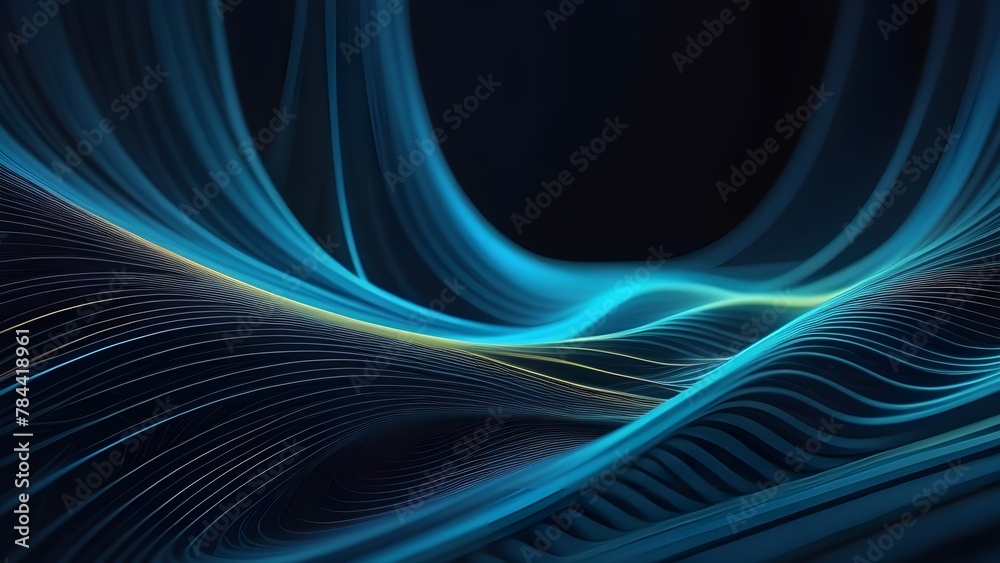 Poster Futuristic abstract background with dynamic waves of light and digital lines. This design concept