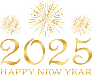 happy new year 2025 - golden design, golden fireworks, universal