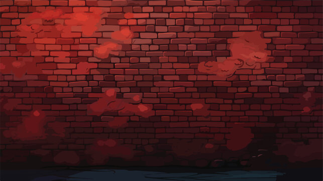 Grunge background of dark red vintage bricks 2d flat