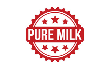 Pure Milk Stamp. Red Pure Milk Rubber grunge Stamp
