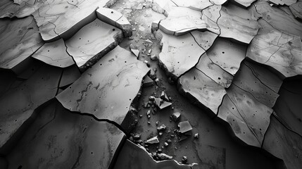 Cracked earth texture in a desolate landscape - obrazy, fototapety, plakaty