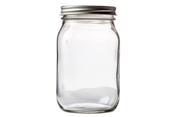 Capturing Moonlight: Glass Jar With Metal Lid. On White or PNG Transparent Background.