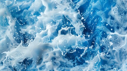 Dynamic Soapy Foam Textures on Blue Background