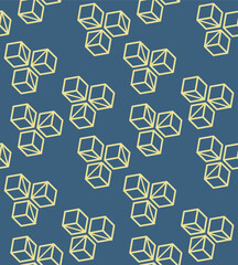 Japanese Line Cube Vector Seamless Pattern
