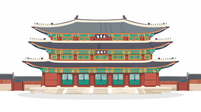 Gyeongbokgung palace in Seoul Korea icon in flat st
