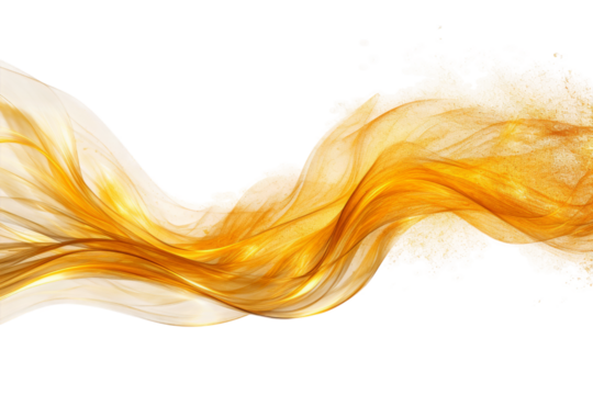 Dancing Symphony: A Serene Yellow and White Smoke Wave. On White or PNG Transparent Background.