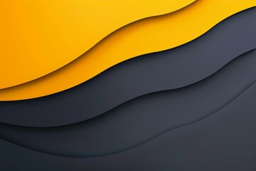 Black and yellow background with layers of waves and simple shapes