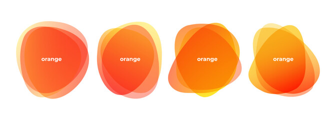 Set of abstract gradient shapes. Vibrant orange colored backgrounds for creative graphic design. Vector illustration.