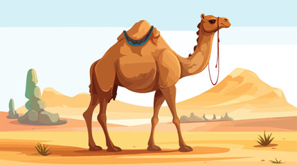 Happy camel 2d flat cartoon vactor illustration isolated