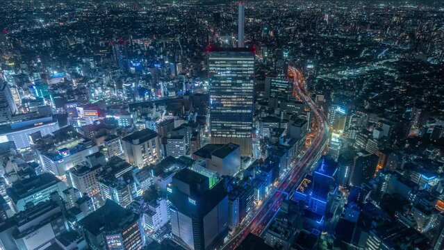 Night timelapse of Tokyo skyline, Japan