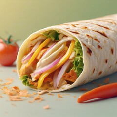  Illustration of shawarma with sauce ; Street food