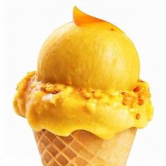 Illustration of lemon ice cream on white background