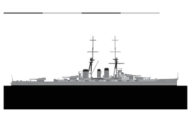 IJN HIEI 1914. Imperial Japanese Navy Kongo-class battlecruiser. Vector image for illustrations and infographics.