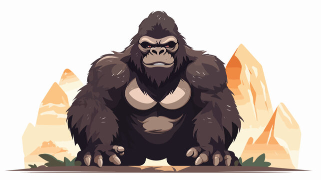 Happy gorilla 2d flat cartoon vactor illustration isolated