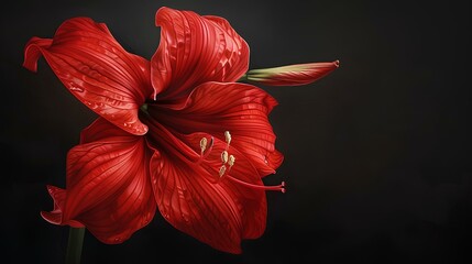 A red flower on a black background