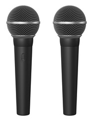 Isolated Dynamic Microphone With Black Plastic Handle, Two Sides - With a Switch and Without It