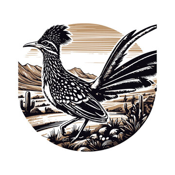 recommend clip art: Roadrunner bird t shirt logo isolated on transparent background - Generative AI