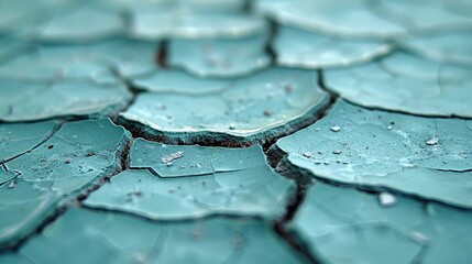   A tight shot of a crackled glass, adorned with water beads at its edges