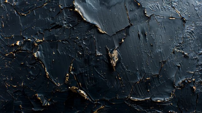   A close-up of gold and black paint on black and gold foil