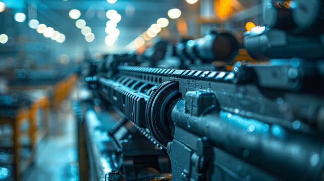 asembly line of an industry of weapons