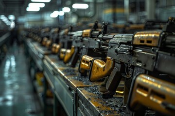 asembly line of an industry of weapons