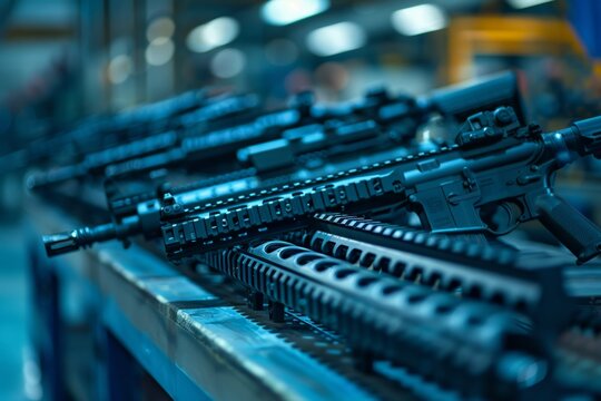 asembly line of an industry of weapons