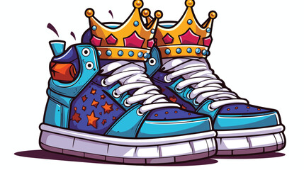 Hipster sneakers with tiara vector. vector illustration