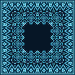 Obraz premium Vector abstract decorative ethnic ornamental border illustration. Monochrome carpet frame
