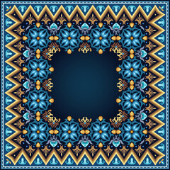 Vector abstract decorative ethnic ornamental border illustration. Colorful carpet frame - obrazy, fototapety, plakaty